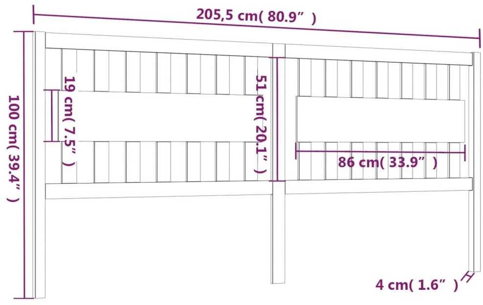 Lovos galvūgalis, 205,5x4x100cm, pušies medienos masyvas