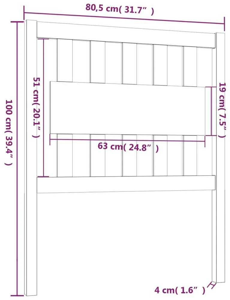 Lovos galvūgalis, pilkas, 80,5x4x100cm, pušies medienos masyvas