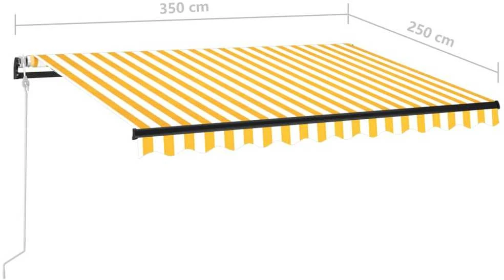 Markizė su LED/vėjo jutikliu, geltona/balta, 350x250cm