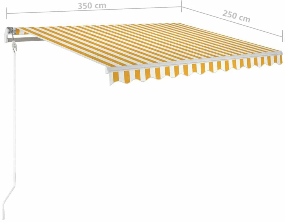 Markizė su LED/vėjo jutikliu, geltona/balta, 350x250cm