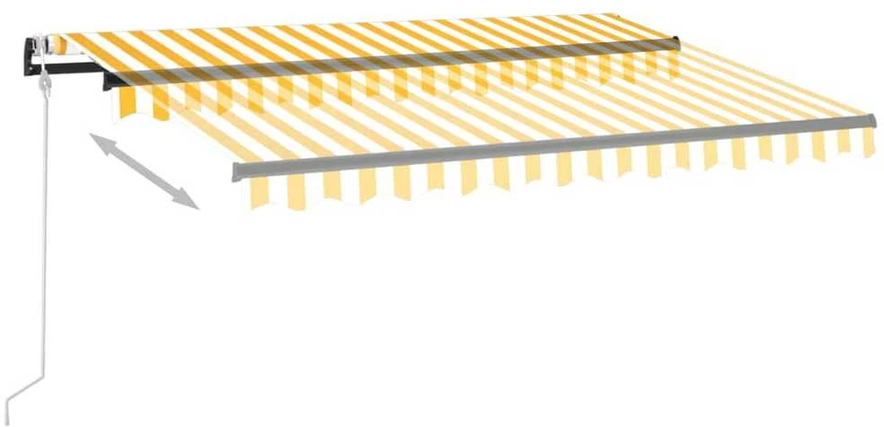 Markizė su LED/vėjo jutikliu, geltona/balta, 350x250cm