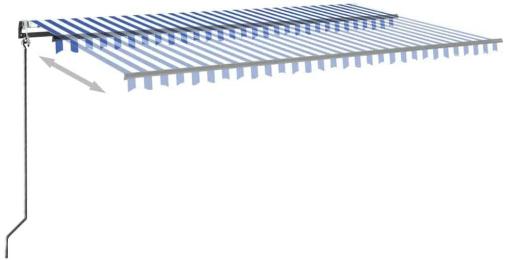 Markizė su LED/vėjo jutikliu, mėlyna/balta, 500x350cm