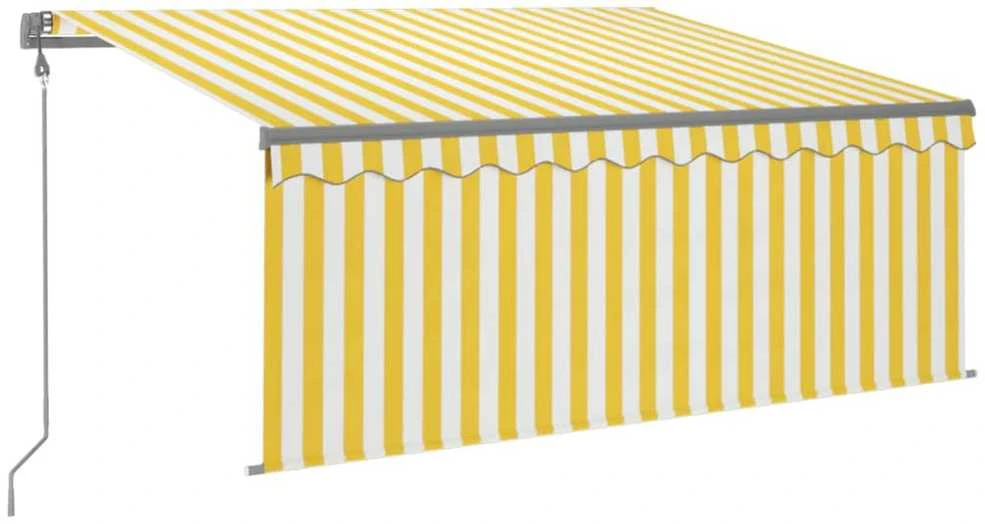 Markizė su uždanga/LED/vėjo jutikliu, geltona/balta, 3x2,5m