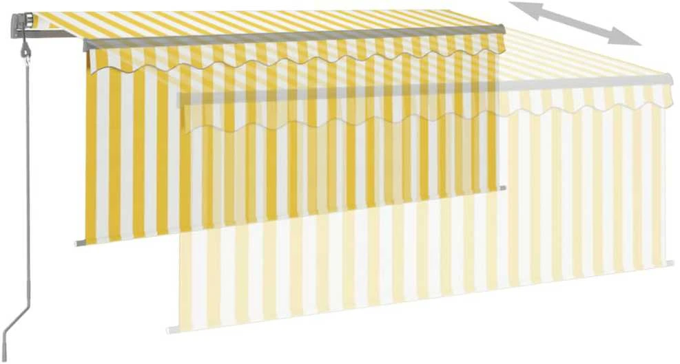 Markizė su uždanga/LED/vėjo jutikliu, geltona/balta, 3x2,5m