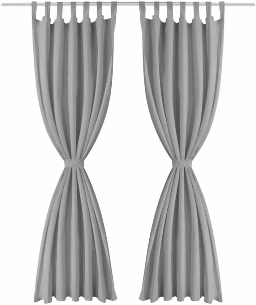 Mikro satino užuolaidos su kilpomis, 2 vnt., 140x175 cm, pilkos