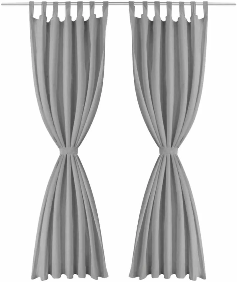 Mikro satino užuolaidos su kilpomis, 2 vnt., 140x225 cm, pilkos