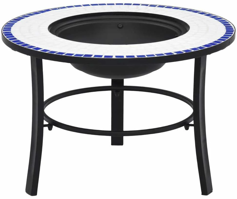 Mozaikinė laužavietė, mėlynos ir baltos spalvos, 68cm, keramika