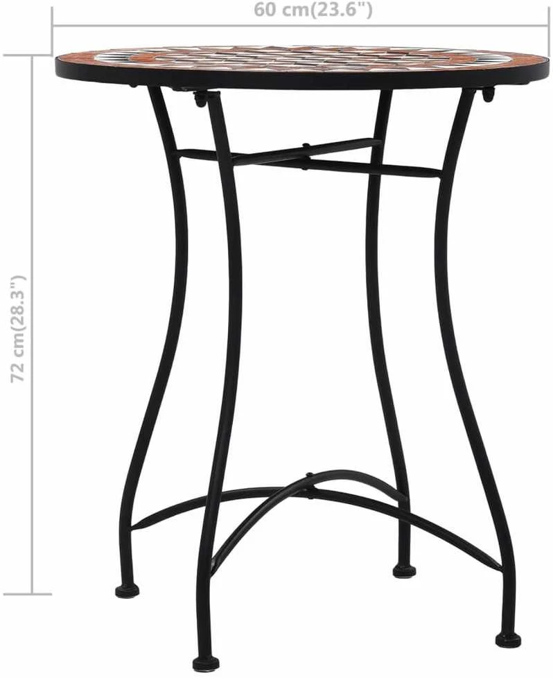 Mozaikinis bistro staliukas, rudos spalvos, 60cm, keramika