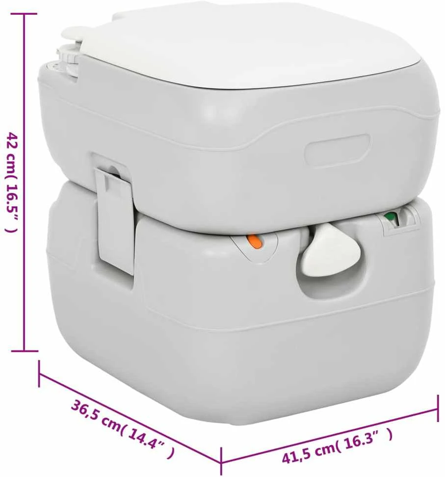 Nešiojamas stovyklavimo tualetas, pilkas/baltas, 22+12l, HDPE