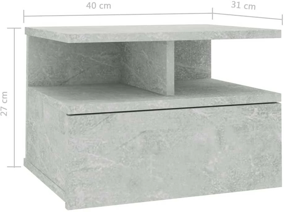 Naktiniai staliukai, 2vnt., betono, 40x31x27cm, mediena
