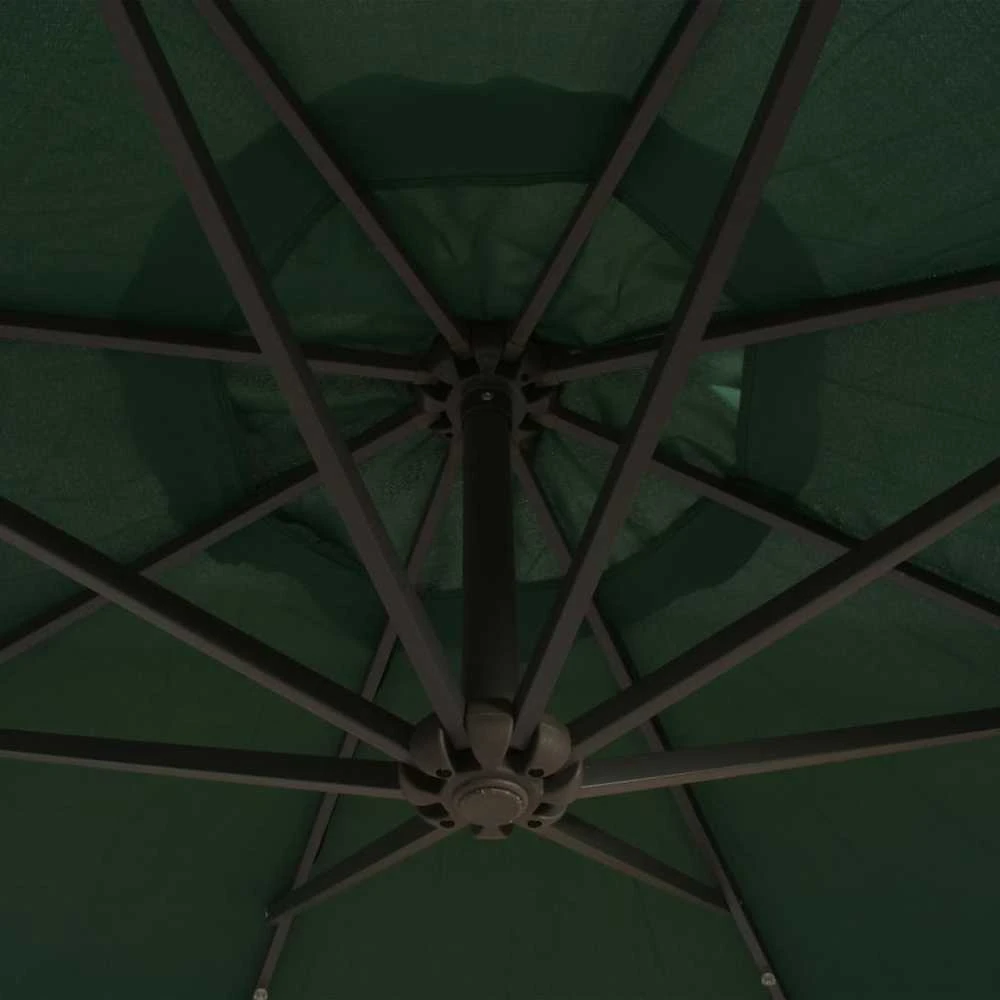 Pakabinamas skėtis su LED, žalias, 300cm, metalinis kotas