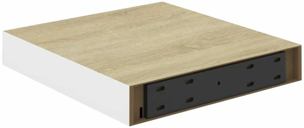 Pakabinama sieninė lentyna, ąžuolo ir balta, 23x23,5x3,8cm, MDF