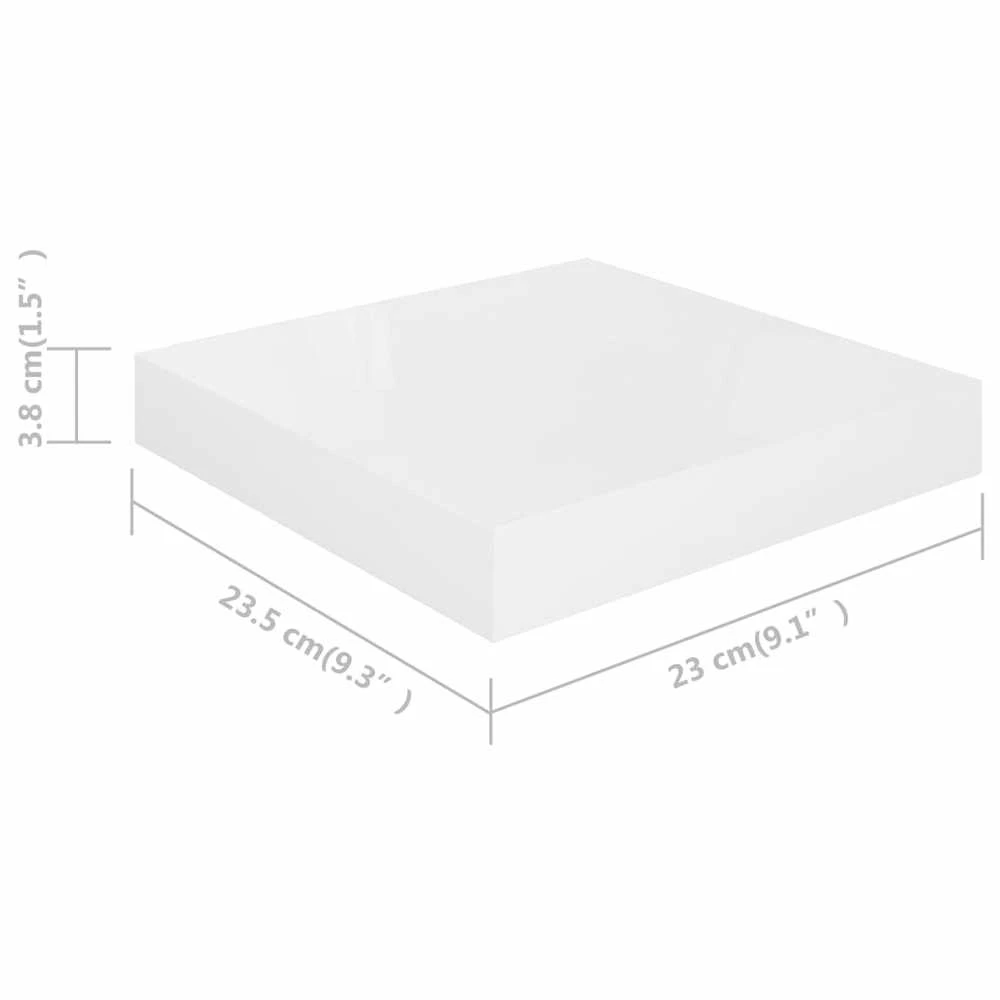 Pakabinama sieninė lentyna, balta, 23x23,5x3,8cm, MDF, blizgi