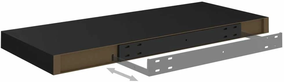 Pakabinama sieninė lentyna, juodos spalvos, 60x23,5x3,8cm, MDF