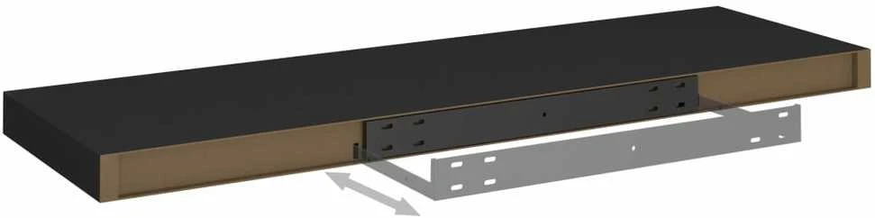 Pakabinama sieninė lentyna, juodos spalvos, 80x23,5x3,8cm, MDF