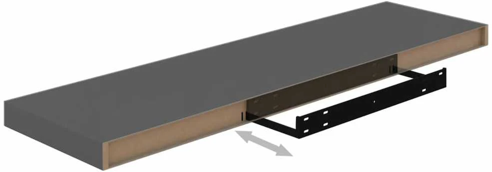 Pakabinama sieninė lentyna, pilka, 90x23,5x3,8cm, MDF, blizgi