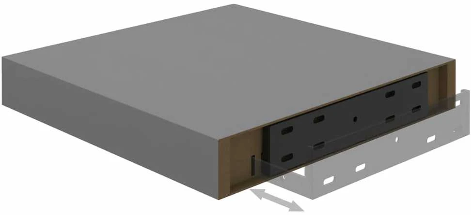 Pakabinama sieninė lentyna, pilkos spalvos, 23x23,5x3,8cm, MDF