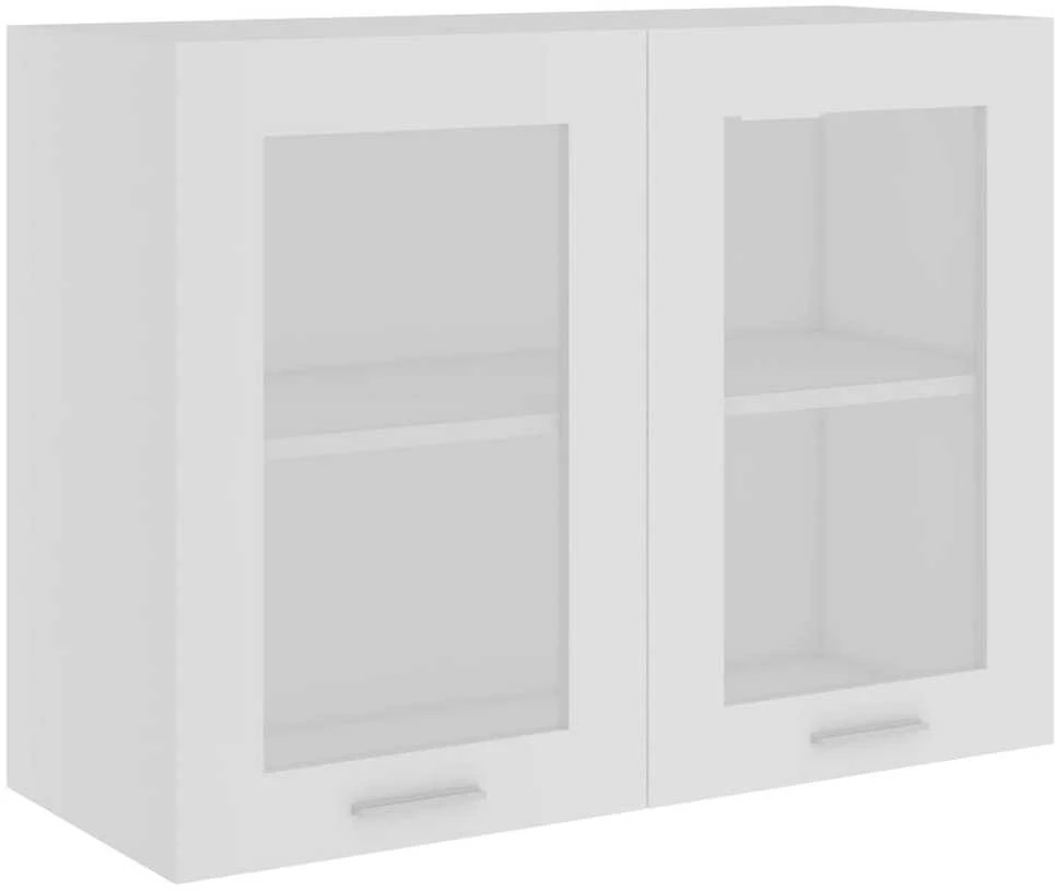 Pakabinama stiklinė spintelė, balta, 80x31x60cm, mediena