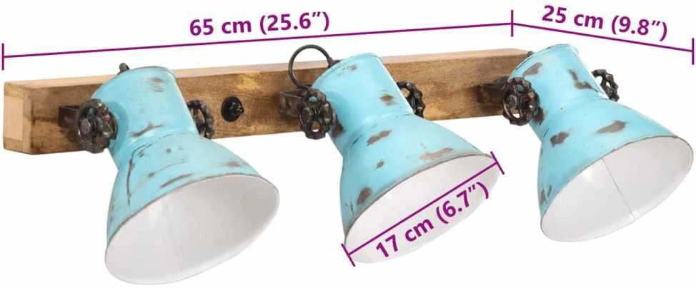 Pakabinamas šviestuvas Sieninis šviestuvas, baltintas mėlynas, 65x25cm, 25W, E27