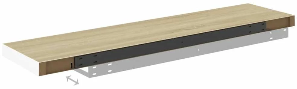 Pakabinamos lentynos, 2vnt., ąžuolo/baltos, 90x23,5x3,8cm, MDF