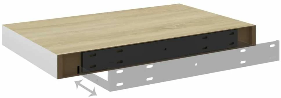 Pakabinamos lentynos, 2vnt., ąžuolo/baltos, 50x23x3,8cm, MDF