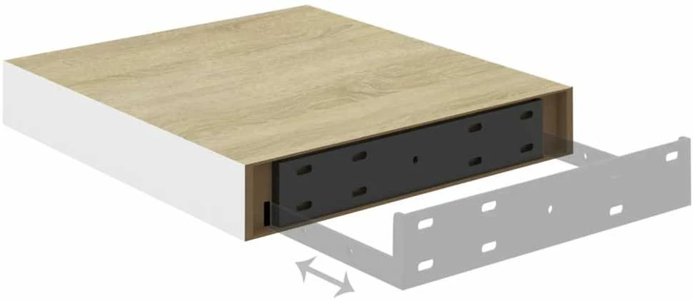 Pakabinamos lentynos, 2vnt., ąžuolo/baltos, 23x23,5x3,8cm, MDF