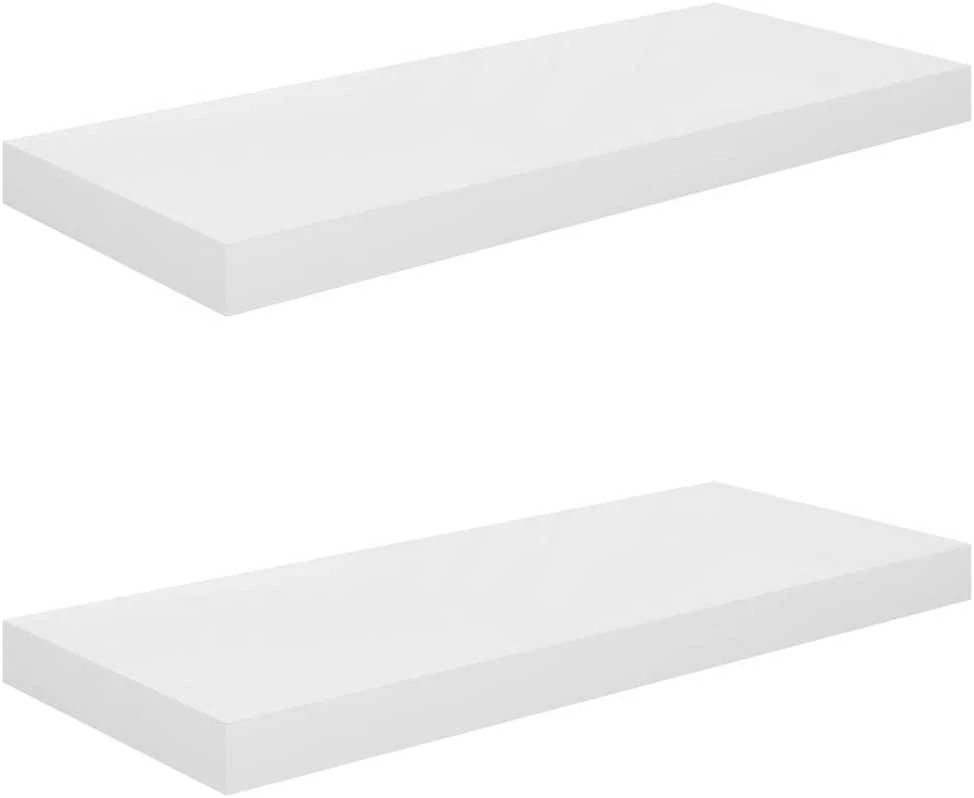 Pakabinamos lentynos, 2vnt., baltos, 60x23,5x3,8cm, MDF