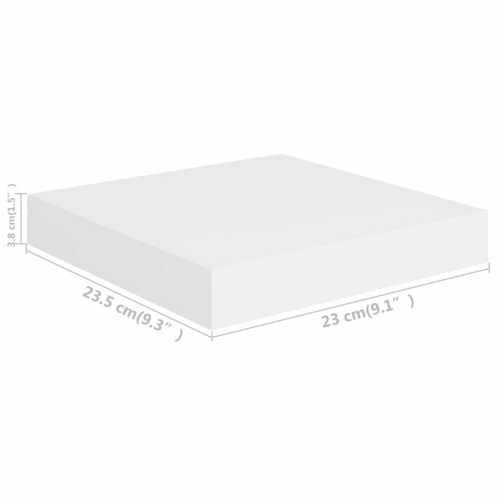 Pakabinamos lentynos, 4vnt., baltos, 23x23,5x3,8cm, MDF