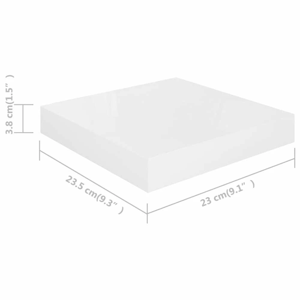 Pakabinamos lentynos, 4vnt., baltos, 23x23,5x3,8cm, MDF
