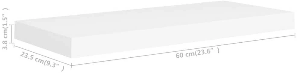 Pakabinamos lentynos, 4vnt., baltos, 60x23,5x3,8cm, MDF