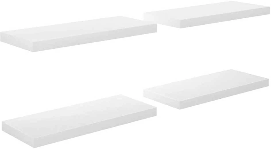 Pakabinamos lentynos, 4vnt., baltos, 60x23,5x3,8cm, MDF