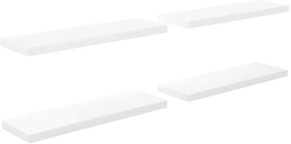 Pakabinamos lentynos, 4vnt., baltos, 80x23,5x3,8cm, MDF