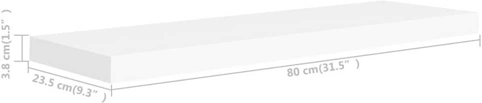 Pakabinamos lentynos, 4vnt., baltos, 80x23,5x3,8cm, MDF