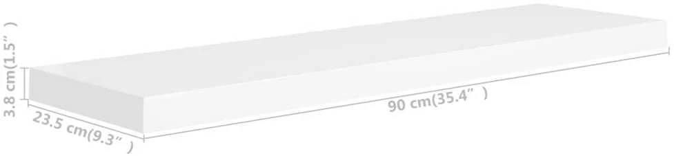 Pakabinamos lentynos, 4vnt., baltos, 90x23,5x3,8cm, MDF