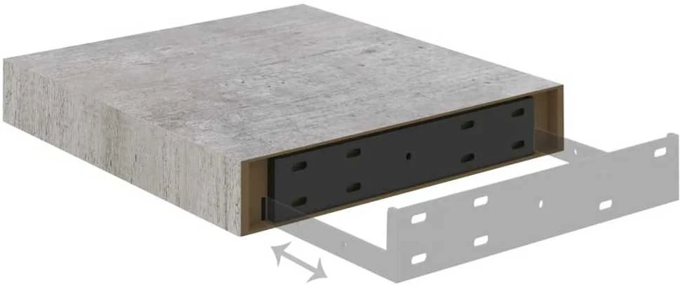 Pakabinamos lentynos, 4vnt., betono pilkos, 23x23,5x3,8cm, MDF