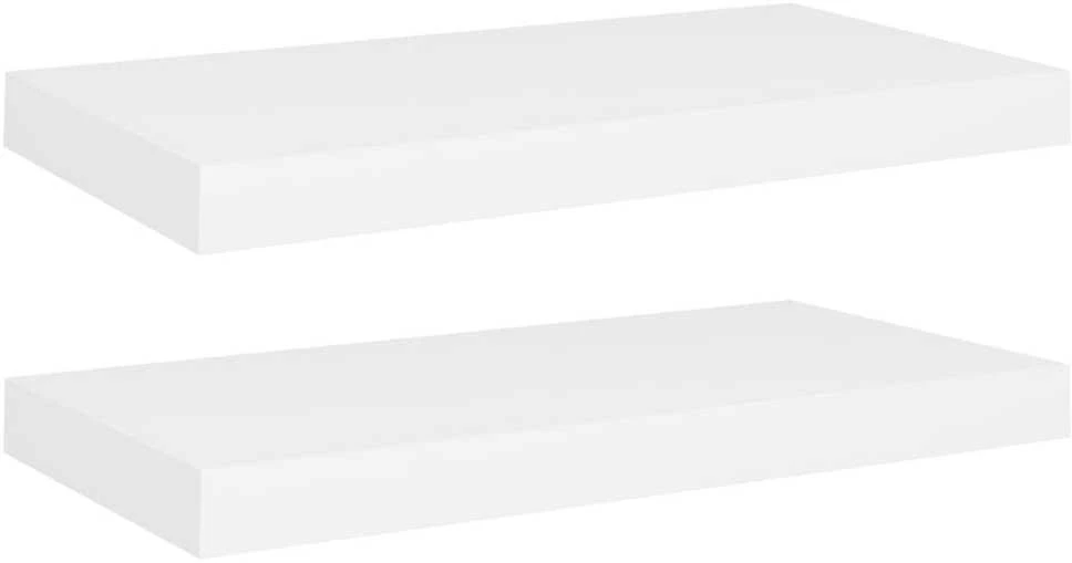 Pakabinamos sieninės lentynos, 2vnt., baltos, 50x23x3,8cm, MDF
