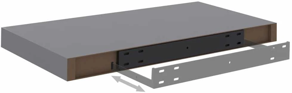 Pakabinamos sieninės lentynos, 2vnt., pilkos, 50x23x3,8cm, MDF
