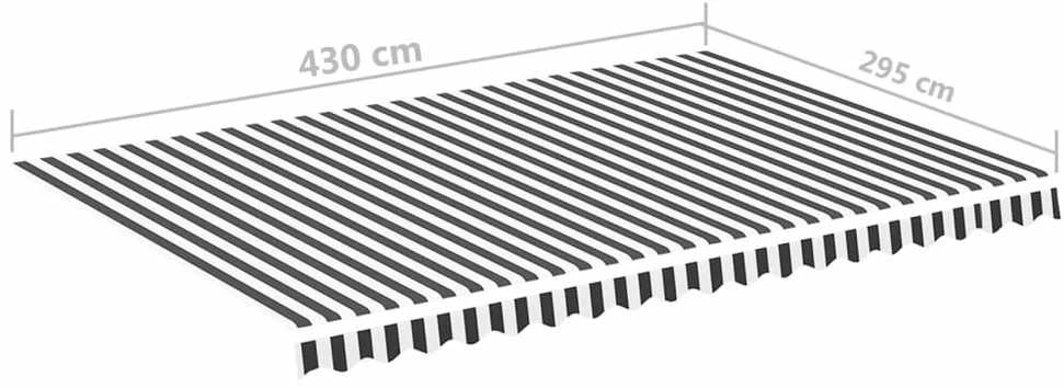 Pakaitinis audinys markizei, antracito ir baltos spalvos, 4,5x3 m