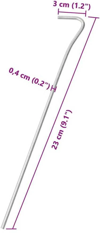 Palapinės kaiščiai, 50vnt., 23cm, skersmuo 4mm, plienas