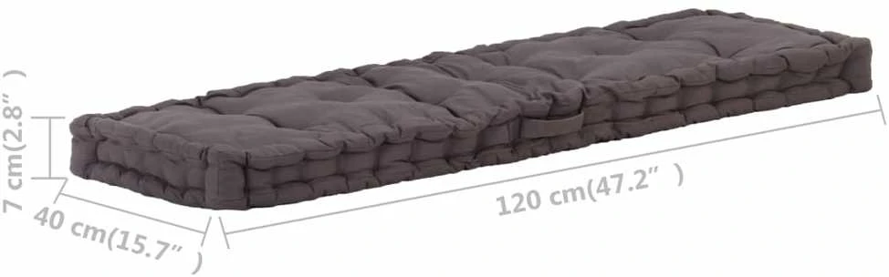 Paletės/grindų pagalvėlė, antracito, 120x40x7cm, medvilnė