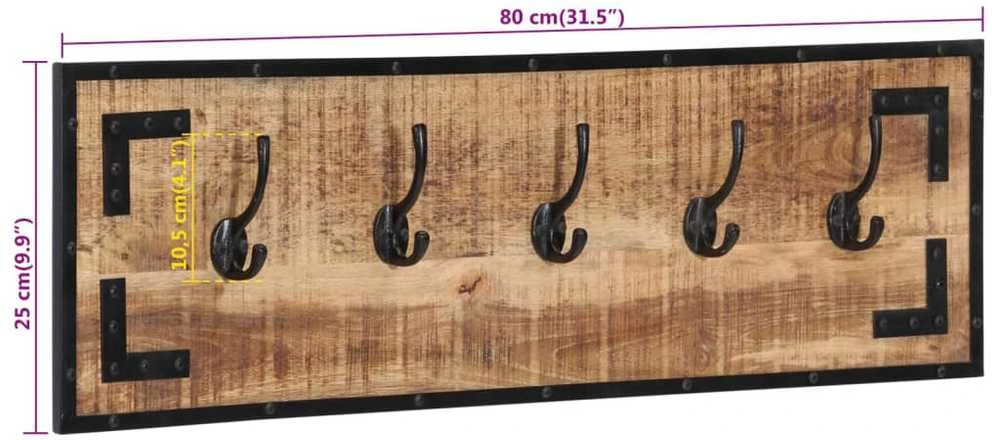 Paltų kabyklos, 2vnt., 80x8x25cm, neapdorota mango mediena