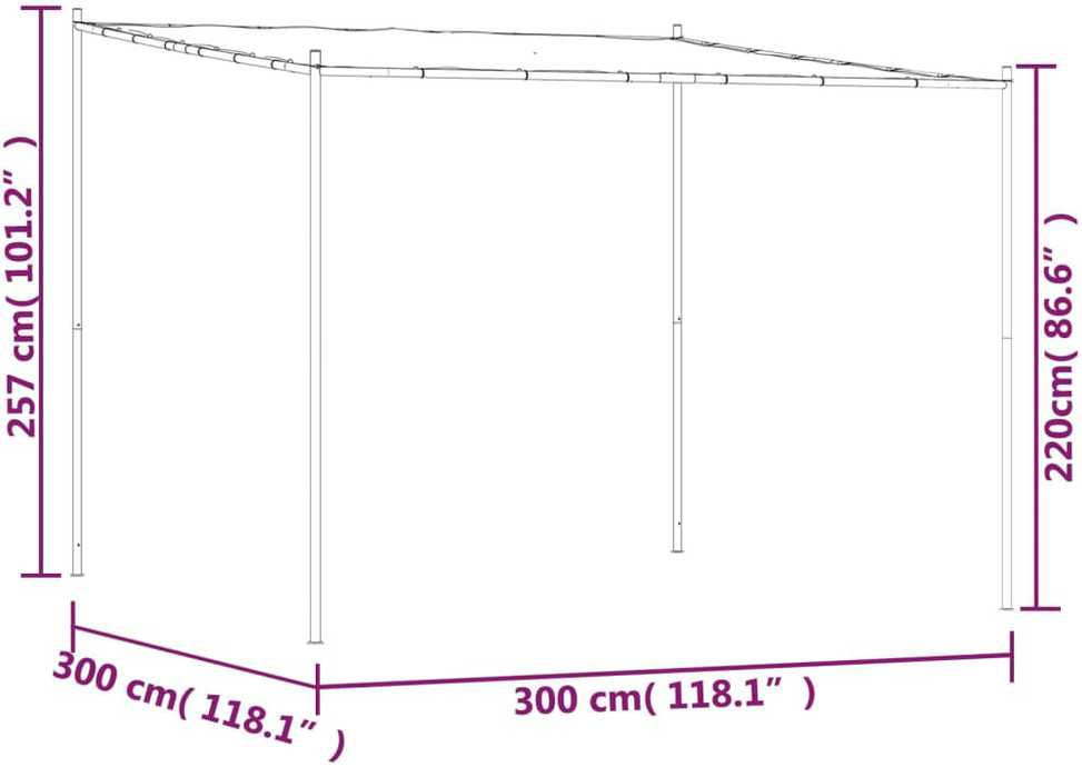 Pavėsinė, antracito spalvos, 3x3m, audinys ir plienas, 180g/m²