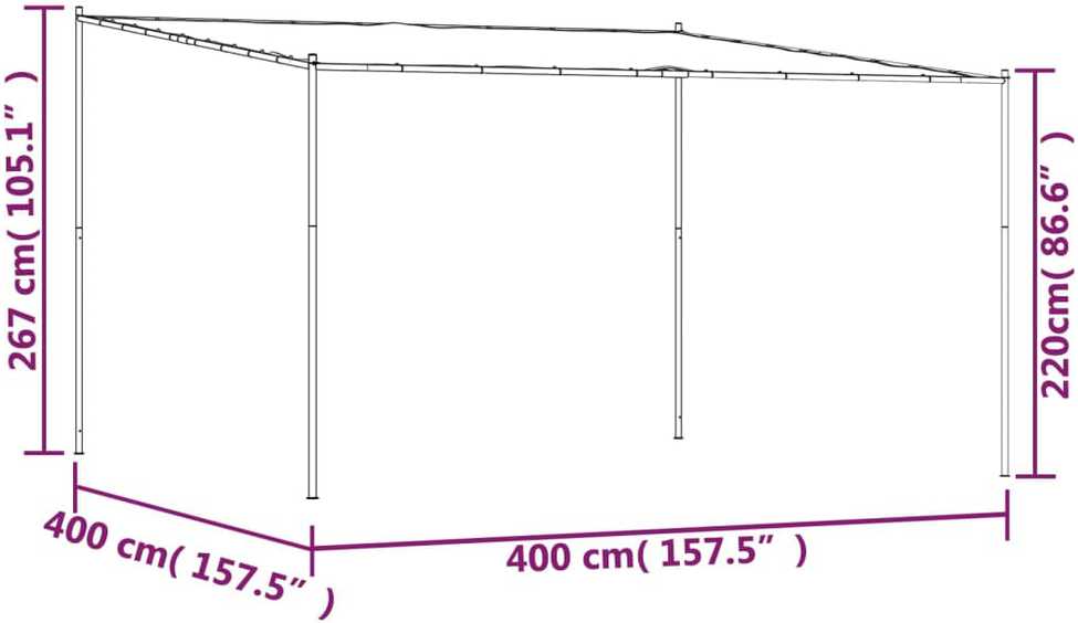 Pavėsinė, smėlio spalvos, 4x4m, audinys ir plienas, 180g/m²
