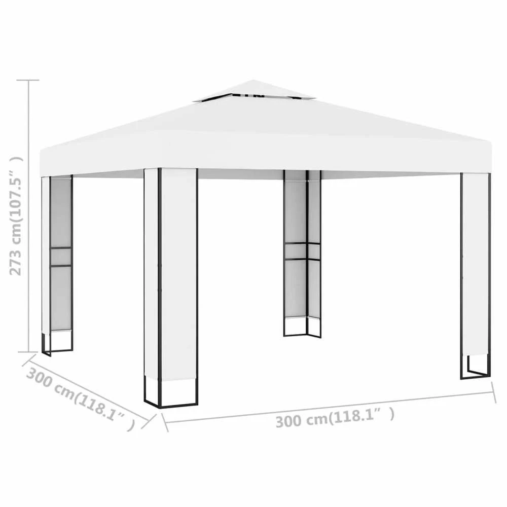 Pavėsinė su dvigubu stogu, baltos spalvos, 3x3m