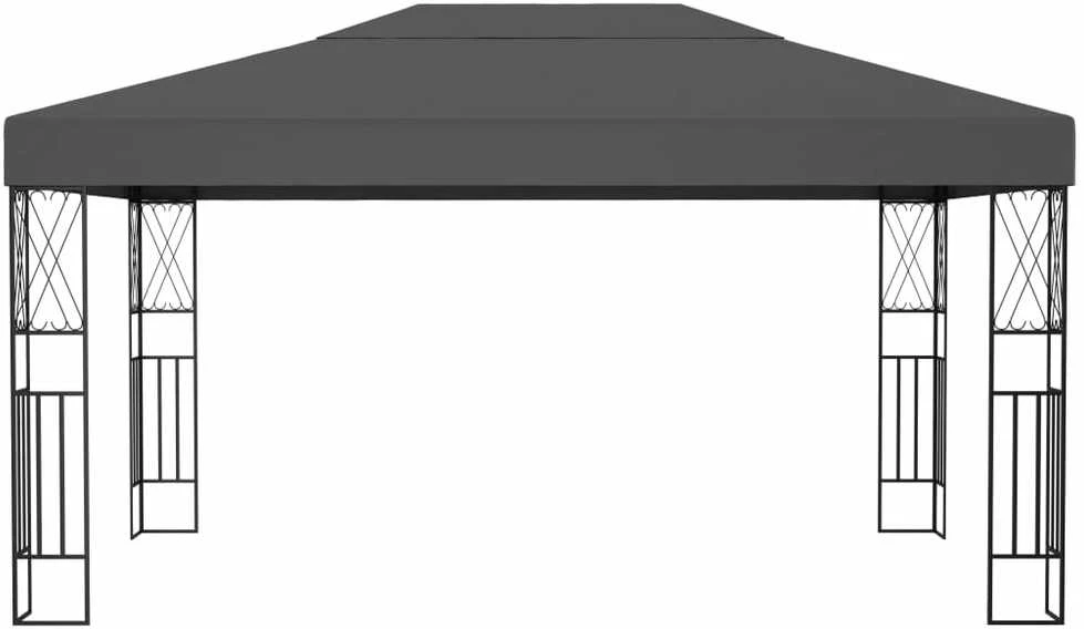 Pavėsinė su lemputėmis LED, antracito, 3x4 m