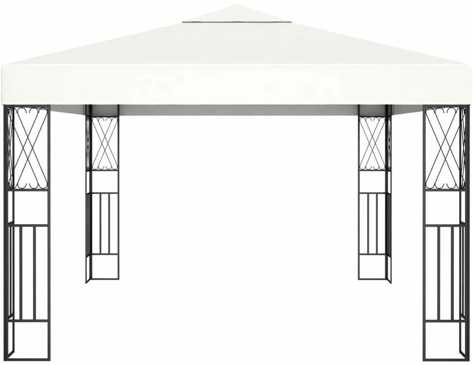 Pavėsinė su lemputėmis LED, kreminė, 3x4m