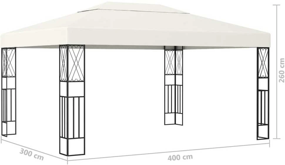 Pavėsinė su lemputėmis LED, kreminė, 3x4m