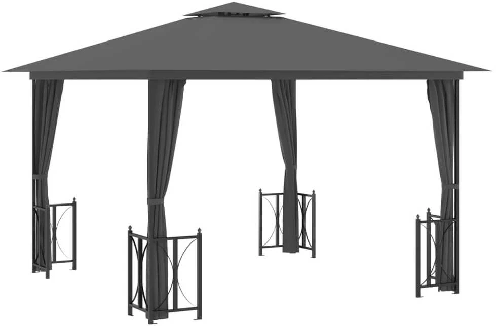 Pavėsinė su šoninėmis sienomis ir stogu, antracito, 3x3m