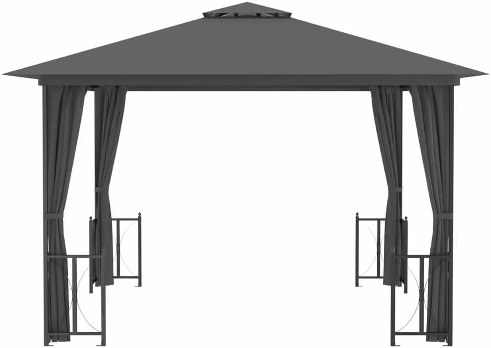 Pavėsinė su šoninėmis sienomis ir stogu, antracito, 3x3m