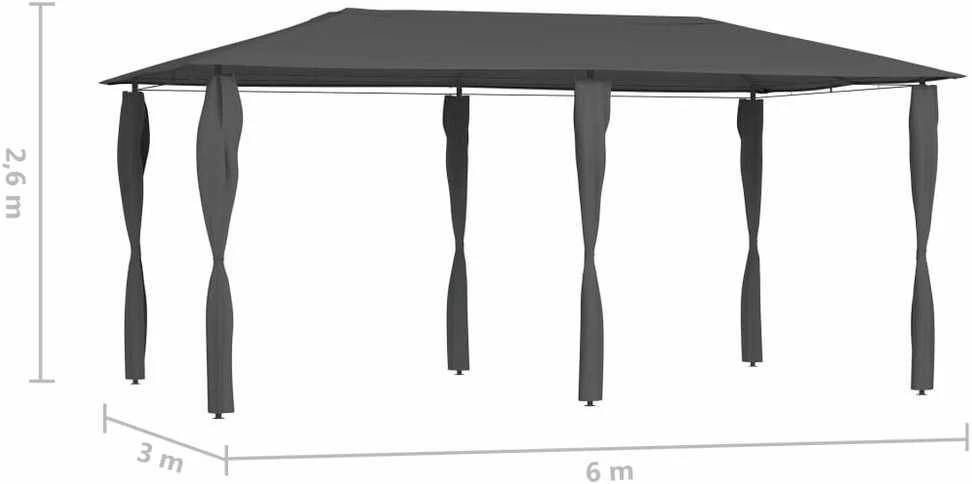 Pavėsinė su stulpų uždangalais antracito 2,98x5,3x2,59m 160g/m²